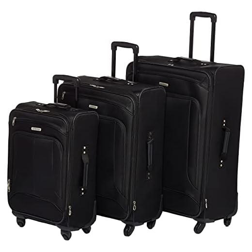 American Tourister Pop Max Softside Luggage with Spinner Wheels, Black, 3-Piece Set (21/25/29)