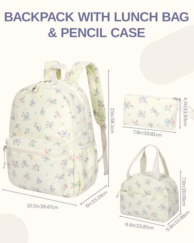 Image of HowFly Corduroy Kids Backpack 3-in-1 Set 15 inch with Lunch Box School Bag | Corduroy 3-in-1 set for elementary middle school, 15-inch backpack, insulated lunch bag, pencil case, back to school gift