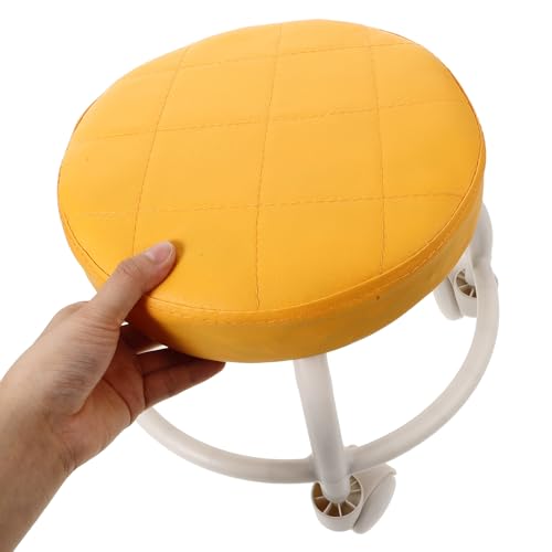 LIFKOME Butaco giratorio 360° con ruedas universales, asiento de pedicura naranja de baja altura, ligero y resistente para salón y hogar miniatura 4
