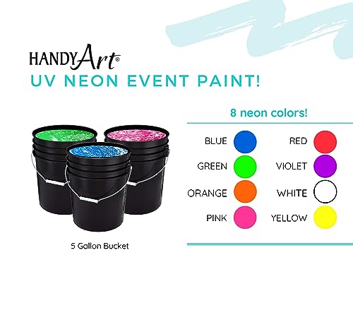 Handy Art UV Neon Event Paint, Rosa Chicle, Cubeta de 5 Galones, Pintura de Brillo UV para Fiestas, Raves y Festivales, Fácil de Limpiar, Segura y No Tóxica, Hecha en USA miniatura 3