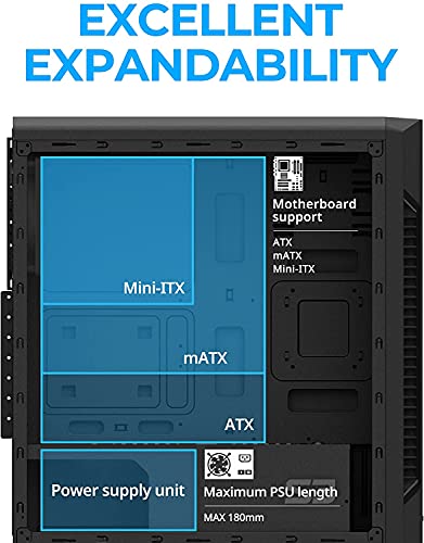 Zalman S3 TG ATX Mid-Tower Desktop PC Case, 3 x Pre-Installed 120mm Zalman Quiet Fans (Support up to 8 Fans), Support GPUs up to 330mm, Full Tempered Glass Side Panel, USB 3.0