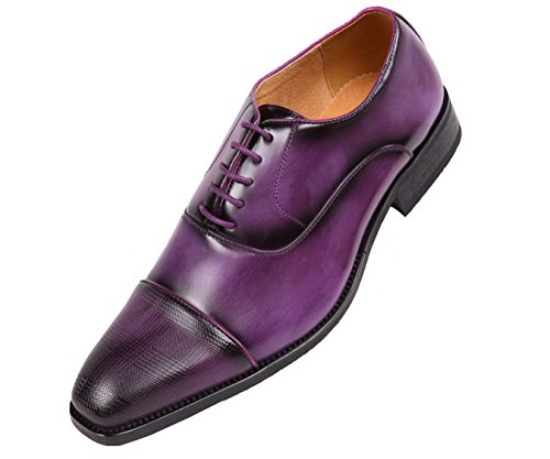 Amali Conrad, Mens Dress Shoes - Oxford Shoes for Men - Formal Shoes for Men - Smooth, Cap Toe, Lace Up, Oxford Shoes - Classic Shoes for Men, Color Purple Size 11 !!! Runs Small GO 1/2 Size UP !!!