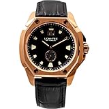 Lum-Tec V14 18K Gold PVD Coated Wrist Watch | Black Croc Leather Strap