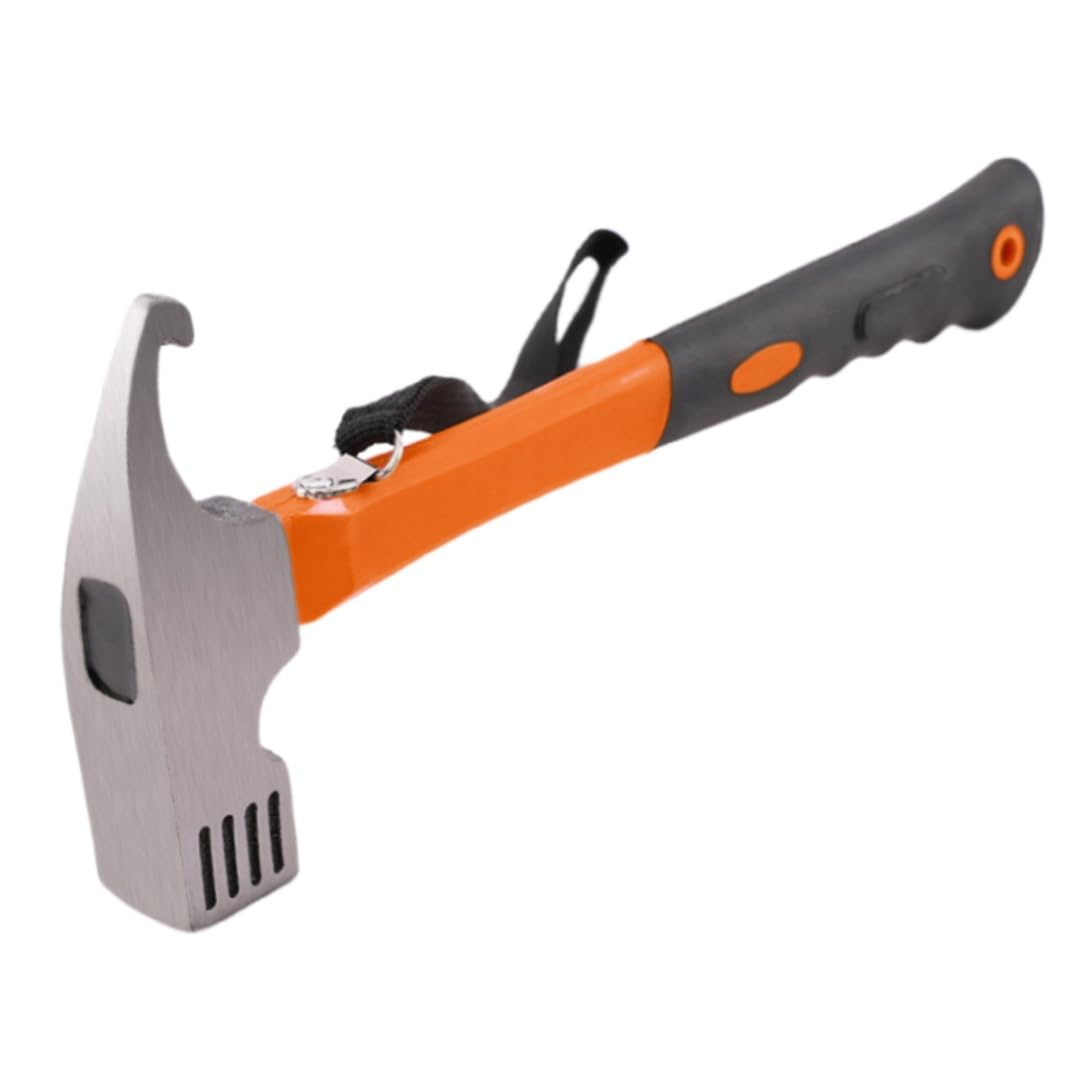 Marteau de camping, extracteur de piquets de tente en acier à haute teneur en carbone, 30,5 cm, multifonction, pour extérieur, piquet, orange