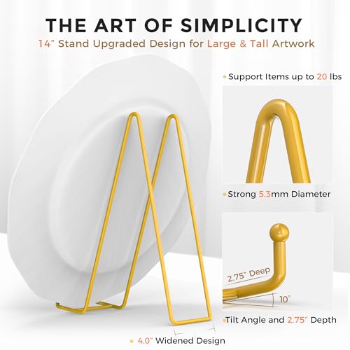 Image of TR-LIFE 14 Inch Gold Metal Plate Stand (2 Pack) - Heavy Duty Display Easel for Large Plates, Frames, Platters and Art