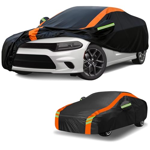 Blshwez Car Cover for Dodge Charger/Challenger 2008-2026 Multi-Layer Automobiles Covers Waterproof All Weather with Zipper Door Sun Rain Snow Dust Protection