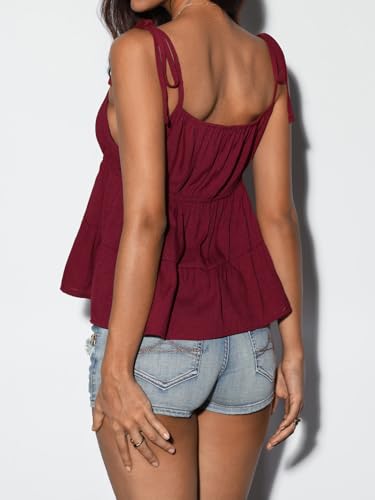 SOLY HUX Women's Peplum Tops Flowy Y2k Cute Ruffle Tie Sleeveless Babydoll Cami Top3