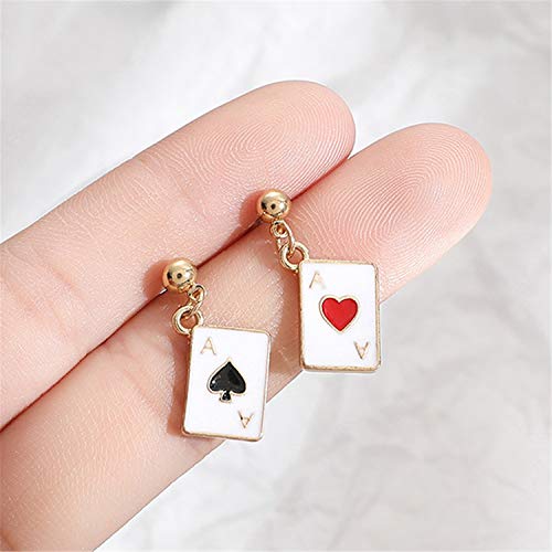 ANDPAI Unique Funny 18K Gold Plated Hypoallergenic Poker hearts and spades A Ace Playing Cards Dangle Drop Stud Earrings For Women Girls Gambling Casino Jewelry Gift3
