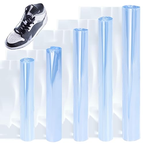 Swpeet 190Pcs 5 Sizes 7.87" 9.84" 11.02" 11.81" 13.77" Clear PVC Heat Shrink Bags Shrink Bands Assortment Kit, Perforated Shrink Wrap Bags Sleeves for Soap Bath Bomb Jars Bags Soap Shrink Wraps