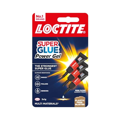 Loctite Mini Trio Power Gel, Strong Super Glue Gel for Repairs, All Purpose Adhesive for Flexible Materials, Easy to Use Clear Glue, 3 x 1g