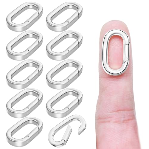 Ofiuny 10Pcs Oval Clasp Carabiner Necklace Clasps and Closures Spring Ring Clasp Pearl Necklace Enhancer Connector for Jewelry Finding Necklace Bracelet Making