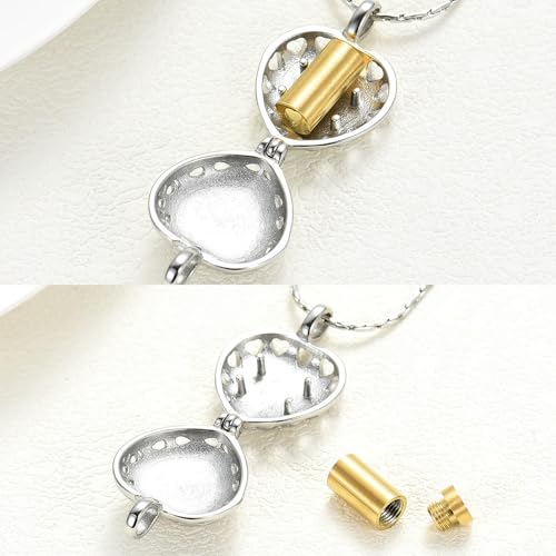 Bijoux de crémation pour cendres collier cœur avec urne cylindrique femme - 3