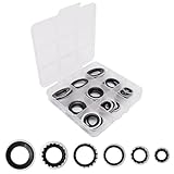 S SYDIEN 30Pcs A/C Gasket Assortment kit, 15-32241 GM Original Equipment Bonded Seal Gasket, 6 Size Air Conditioning Compressor Port Seal Washer Kit (Black)