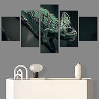 SIGNWIN 5 Panel Canvas Wall Art Alligators Closeup Dramatic Expressionism Hallway Minimalist Multicolor for Home Decorations Ready to Hang - 60