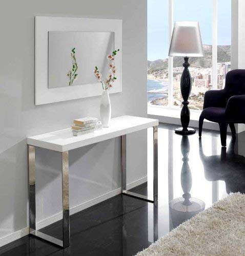 DUGARHOME - Recibidores Modernos - Consola Blanca/Cromo (120x40x76)