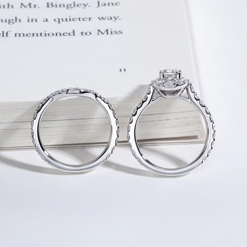 Oval Cut Moissanite Ring Wedding Sets for Women 2.81cttw(1CT Center Stone) D Color Platinum Plated 925 Sterling Silver4