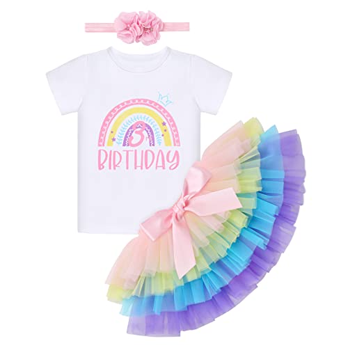 Vêtements anniversaire fille arc-en-ciel 3 pièces comprenant barboteuse, tutu et bandeau