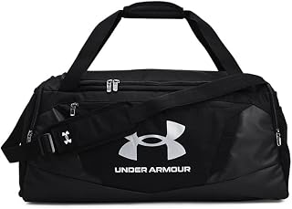 Under Armour Undeniable 5.0 Medium Duffle Bag - 58L Water-Resistant Gym & Travel Bag, Padded Strap, Shoe Pocket, Black/Metallic Silver