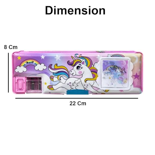 Image of Stylbase Pencil Box Suitcase for Boys & Girls | Hard School Pencil Case Geometry Box with Password Lock & Handle | Pencil Pouch for School Supplies Kids (Pink Lace)