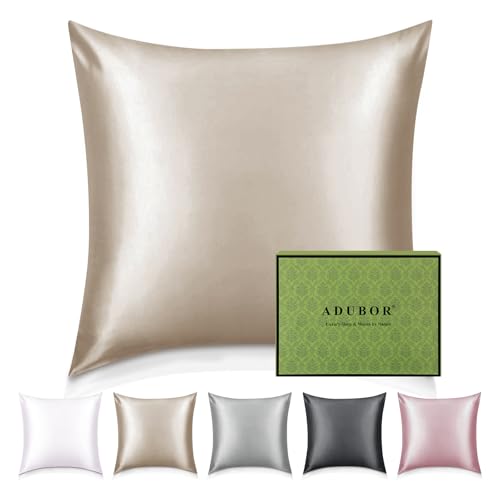 Adubor Taie Oreiller 100% Soie, 22 Momme Soie de Mûrier, Grade 6A, Taie d'oreiller Soie pour la...
