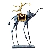 YouFine Blue Bronze Elephant Sculpture - 25.6” Tall Surrealist Artwork by Salvador Dali, Abstract Handmade Hot-Cast Bronze Statue - Art Collectibles Decorative and Gifts