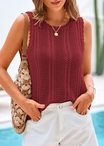 Image of KIRUNDO Beach Vacation Clothes for Women Spring Summer Crochet Sweater Vest Tank Tops Cover Ups Resort Cruise Outfits 2026