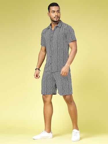 Image of Rigo Printed Co-Ord Set for Men's | Casual Shirt & Shorts Night Suit Set | Lounge-wear Nightdress Pajama Set for Men's | Night Wear, Beach Wear, Vacation Wear Outfit