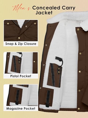 Image of URBAN BUCK Concealed Carry Jacket Men Insulated Heavy-Duty Tactical Sherpa Stealth Jacket with Pockets