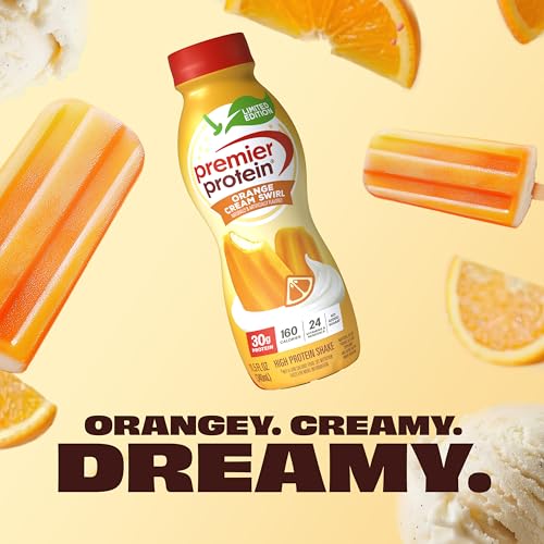 Image of Premier Protein Shake, LIMITED EDITION Orange Cream Swirl, 30g Protein, No Added Sugar, 24 Vitamins & Minerals to Support Immune Health, Gluten-Free, 11.5 fl oz (12 Pack)