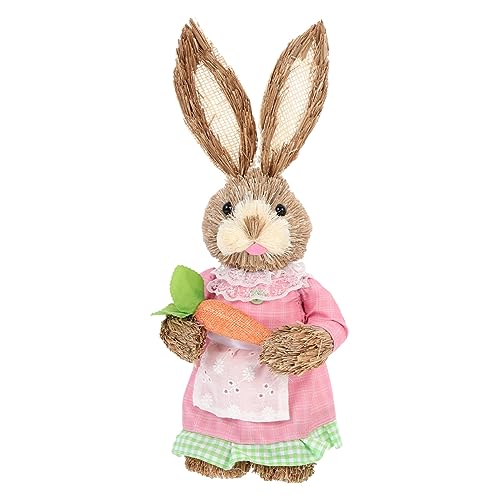 Statue de lapin de Pâques en paille sculpture animale et artisanat de printemps