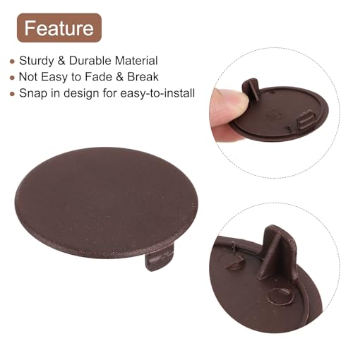 Image of uxcell 10Pcs Hinge Hole Covers, 40mm(1-9 /16 inch) Dia Plastic Concealed Hole Cover Round Flush Type Caps for Furniture Cabinet Cupboard, Brown
