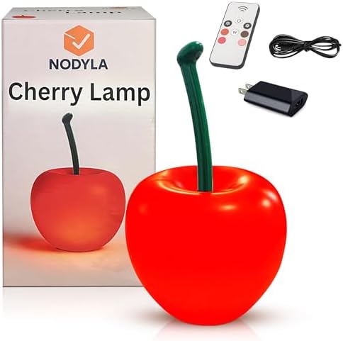 Nodyla Cherry Lamp LED Light – Unique Red Table Lamp for Bedroom,...