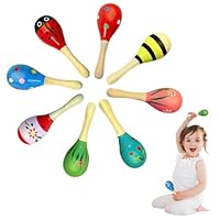 7 Pcs Wooden Baby Maracas, Baby Musical Instrument, Colorful Maracas for Musical Fun, Birthday Parties,Homes, Schools, Performances,Classroom Prize Supplies(A)