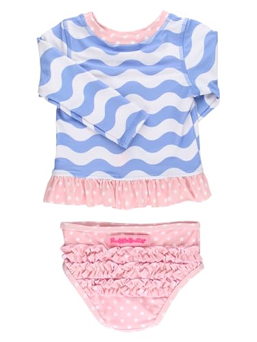 Image of RuffleButts Baby /Toddler Girls Long Sleeve Rash Guard UPF50+ Sun Protected Bikini Swimsuit