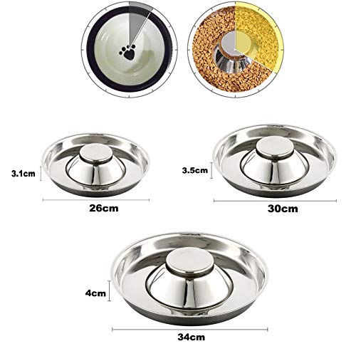 SUOXU Futternapf für Welpen, Hundenäpfe aus Edelstahl Metall, Welpen Entwöhnungsschale Welpengericht kann für mehrere Welpen gleichzeitig verwendet Werden, Wassernapf und Futternapf(30CM)