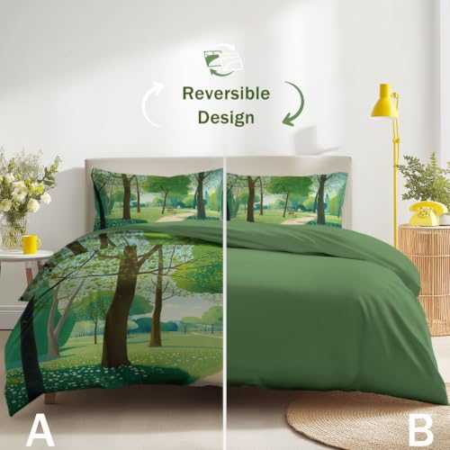 Housse de couette 160 x 200 microfibre douce avec fermeture éclair imprimé nature - 5