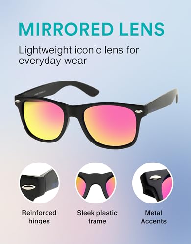 Image of zeroUV - Classic Colored Mirror Lens Square Horn Rimmed Sunglasses for Men Women