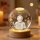 Furryland Custom Mom Memorial Crystal Ball Night Light, Personalized Photo Grandma Night Light, Loss of Father Gift, Always On My Mind Gift, Mothers Day Gifts, Memorial Gifts