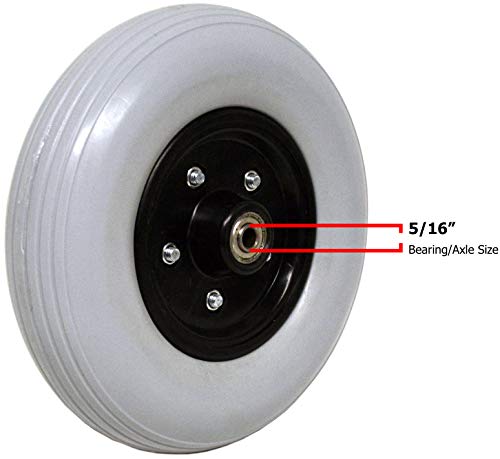 8" X 2" (200X50) Heavy Duty Wheel (Each) For Jazzy, Pride, Jet Power And Many Other Standard Wheelchairs. Firm Tread For Easier Rolling (Grey). 5/16" (8 Mm) Bearing, 2-3/8" (60 Mm) Hub Width #TOP1