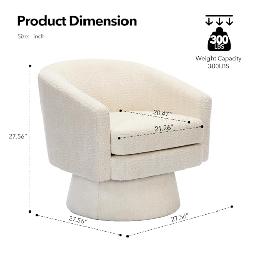 Sillón redondo chenille beige con giro 360 grados miniatura 2