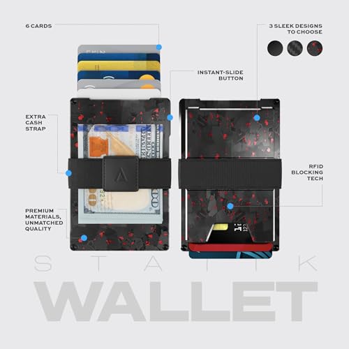 Statik and KeySmart SmartCard Wallet Finder Bundle - Pop Up for Men & GPS Wallet Tracker Card - Simple Toggle for Men with RFID Blocking & Find My - Red Forged Carbon Fiber3