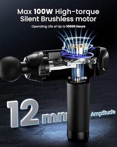 Image of RENPHO Thermacool Massage Gun with Heat and Cold, 12mm Amplitude Deep Tissue Handheld Percussion Massager for Professional Athletes, App Controlled Guided Courses, 6 Speeds