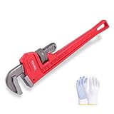 Verida Pipe Wrench 14 Inch, Plumbers Wrench, Chrome Vanadium Steel, Hardness 62HRC, for Water Pipes, Plumbing, Fire Protection Pipe Tools