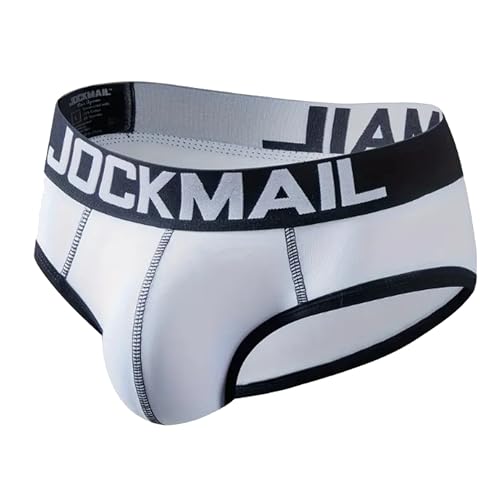 JOCKMAIL Men's Underwear Briefs Mens Cotton Classics Briefs Men's Briefs Breathable Comfortable (US, Alpha, Medium, Regular, Regular, White)