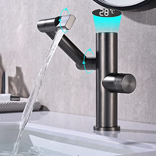 Robinet de salle de bain avec affichage numérique LED et lignes épurées - 6