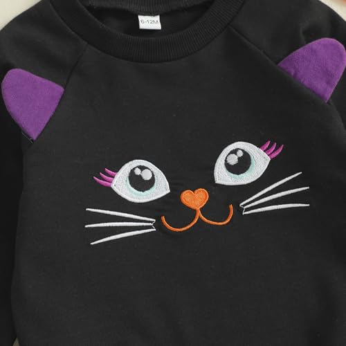 Toddler Girl Boy Halloween Clothes Black Cat Long Sleeve Sweatshirt Pullovers Tops Baby Halloween Shirt3