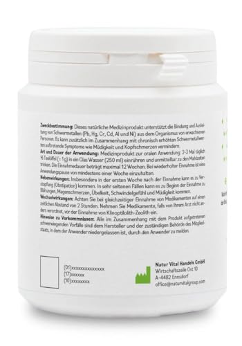 Zeolith MED Premium 60g Detox-Pulver, Medizinprodukt, ultrafeines 9µm hochreiner Zeolith-Klinoptilolith mit exponentiell mehr Oberfläche und Wirkung pro Gramm, Entgiftungskur, Apothekenqualität – Bild 3