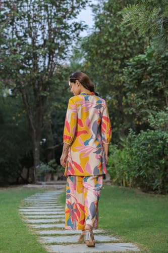 Image of Leriya Fashion Co-ord Set for Women Stylish Rayon | Kurta Sets for Woman | Kurtis | Short Kurti for Women | Dress For Woman | 3 /4 Sleeve Printed Ethnic Co Ord Set
