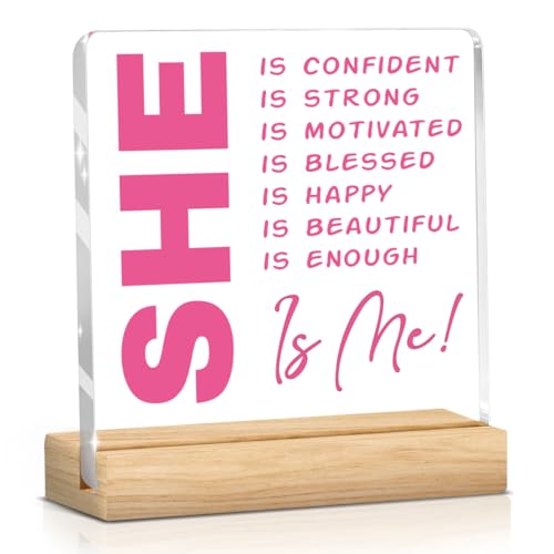 DIENGDAED Women Empowerment Gifts Desk Decor for Women Classy Feminine Office Sign Empowering Womens Gifts Positive Affirmations Desk Decor Acrylic Base Decoration