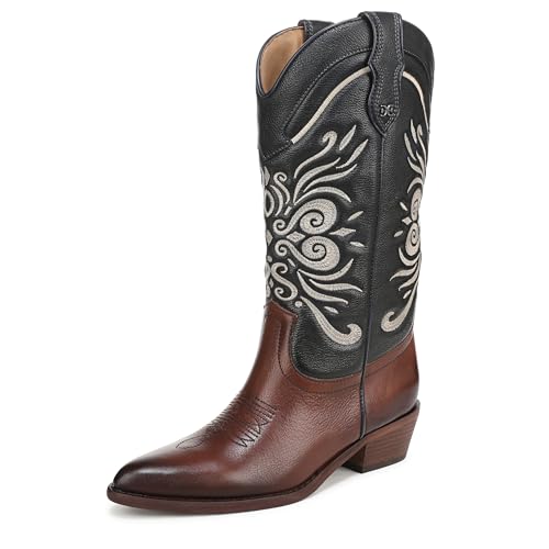 Sam Edelman Women's Robbie Western Boot, Luxe Brown/Midnight Blue, 8.5